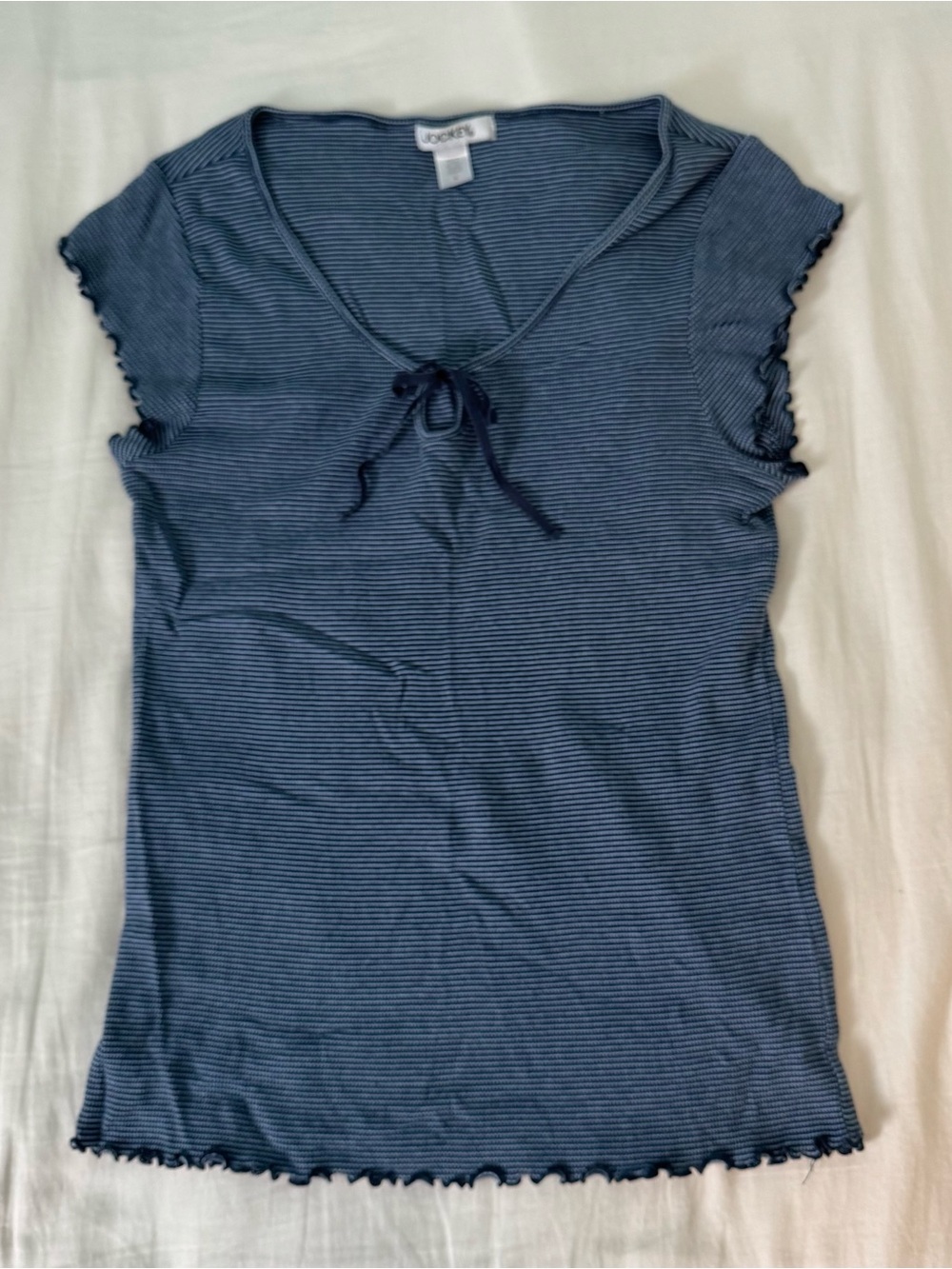 Jockey Navy Striped Tie-Front Ribbed Tank